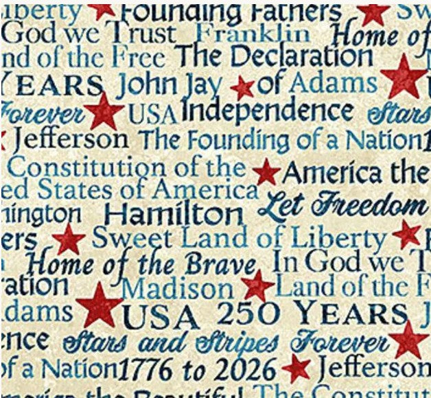 America 250 Words Red Stars