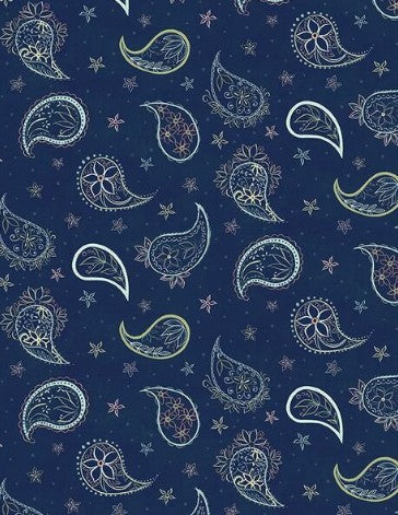 Blissful Navy Paisley