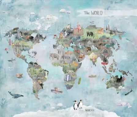 Clothworks Our World 36 inch World Map Panel
