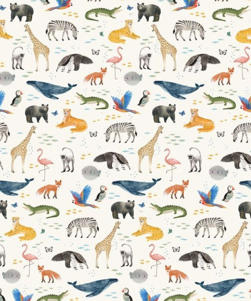 Clothworks Our World Animals Light Cream