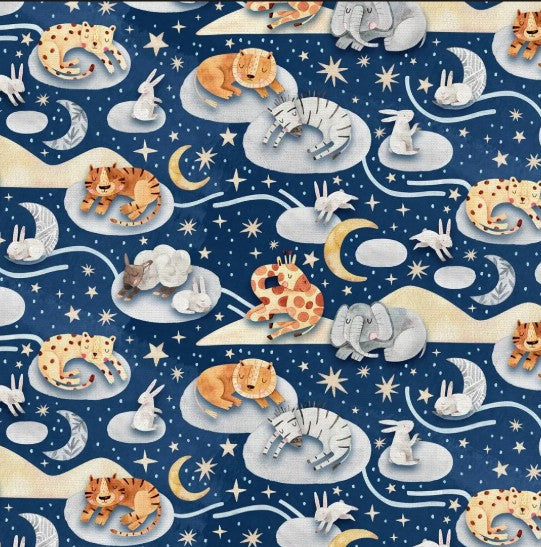Counting Sheep Night Sky Dark Blue fabric bolt