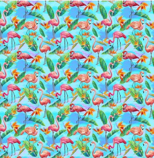 Fabulous Flamingos Sm Allover Light Blue