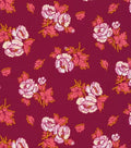 Figo Plum Roses fabric bolt featuring vibrant plum roses pattern