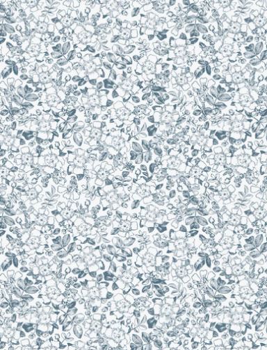 Garden Grace Blue Floral Outline