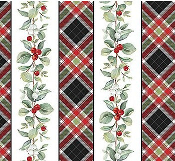 Home For Christmas Plaid Stripe White Multi