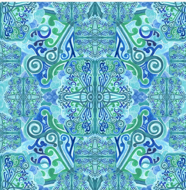 Kaleidoscope 108 inch Blue Teal