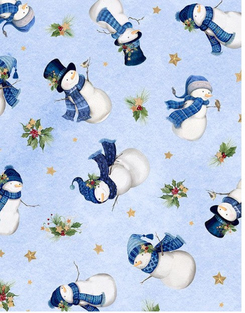 Let It Snow Lt Blue Snowman Toss