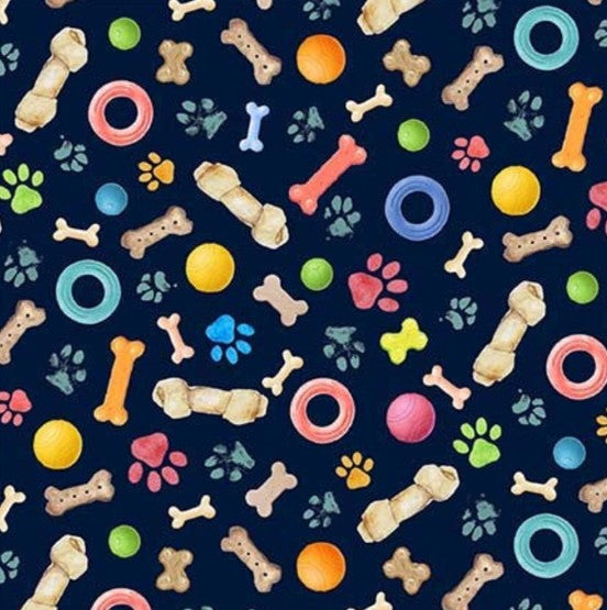 Michael Miller Dog Toys Black