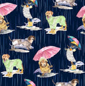 Michael Miller Dogs In The Rain Blue