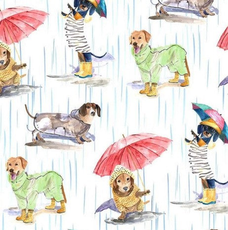 Michael Miller Dogs In The Rain White