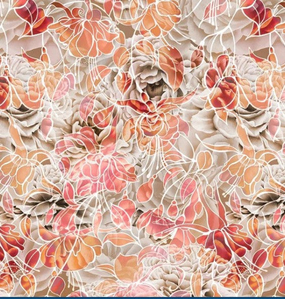 P&B Petal Play Allover Graphic Floral Peach Tan 108 inches