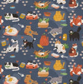 Paintbrush Fabrics Here Kitty Feline Frenzy Denim