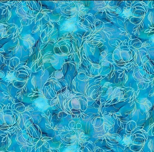 Painted Sea Flowing Aqua Linework