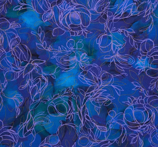 Painted Sea Flowing Linework Purple
