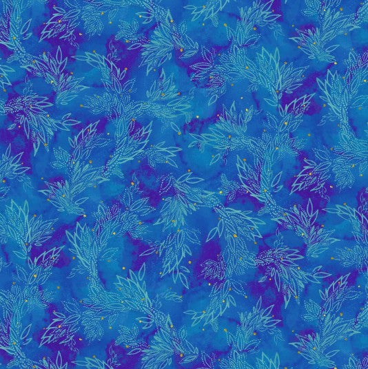 Painted Sea Leafy Sea Trails Aqua Blue