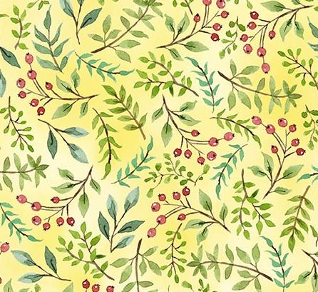 QT Drawn To Birds Floral Toss Pale Yellow