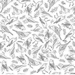 QT Drawn To Birds White Black Bird Toss