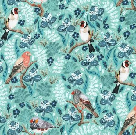 RK Feathers Flora Birds Mint