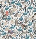 RK Feathers Flora Birds White