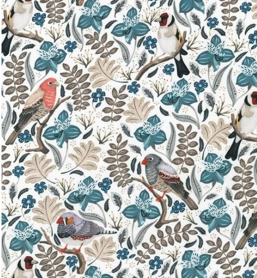 RK Feathers Flora Birds White