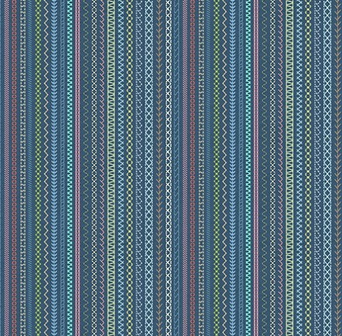 Secret Life Of Squirrels Embroidery Stripe Dark Denim