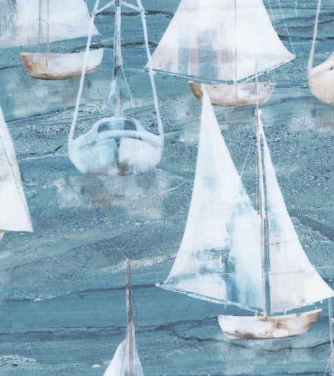 Smooth Sailing Lg. Sail Boats Med. Blue Multi
