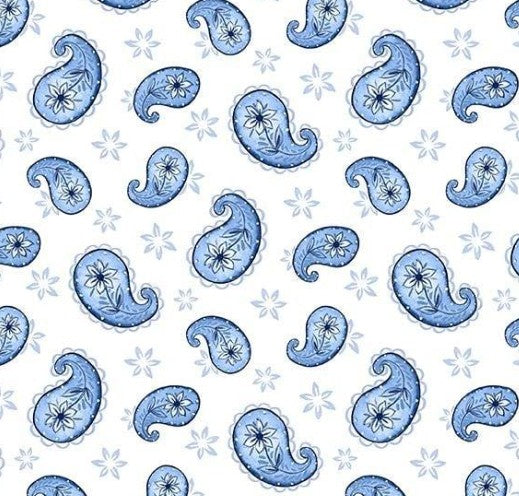 Wilmington Blooming Blue White Paisley