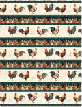 Garden Gate Roosters Border Print